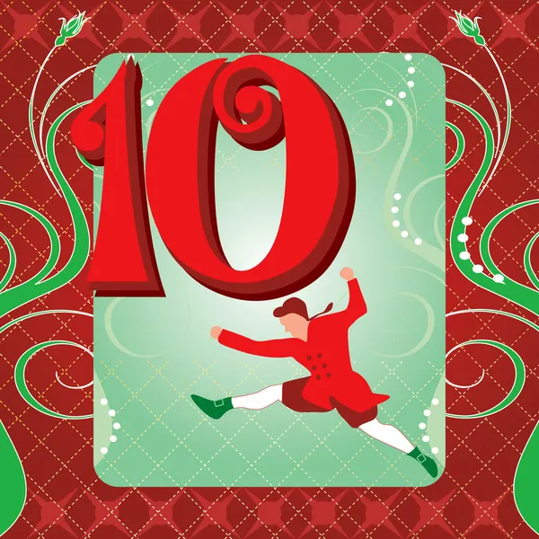 10th Day of Christmas — Stock Vector