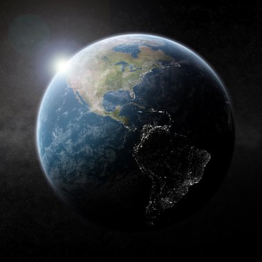 Planet earth cities lights clipart