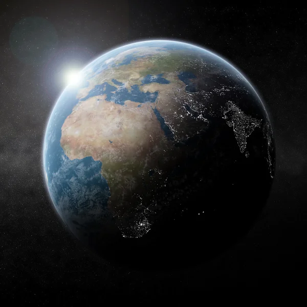Planeten jorden städer ljus — Stockfoto