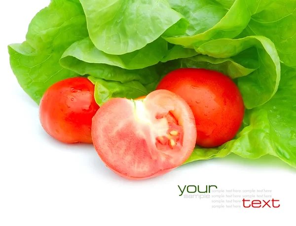 Friske grønnsaker og salat isolert på hvit bakgrunn – stockfoto