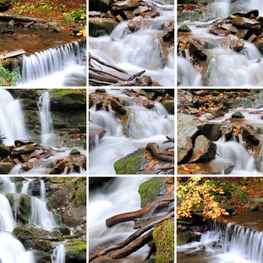 Waterfall in forest clipart