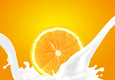 Splashing milk with orange clipart