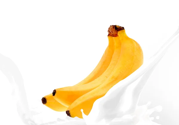 Salpicar leche con plátano —  Fotos de Stock