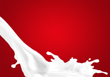 Milk splash on red background clipart