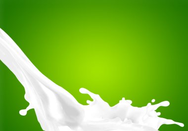 Milk splash on green background clipart