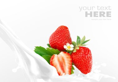 Splashing milk with strawberry clipart