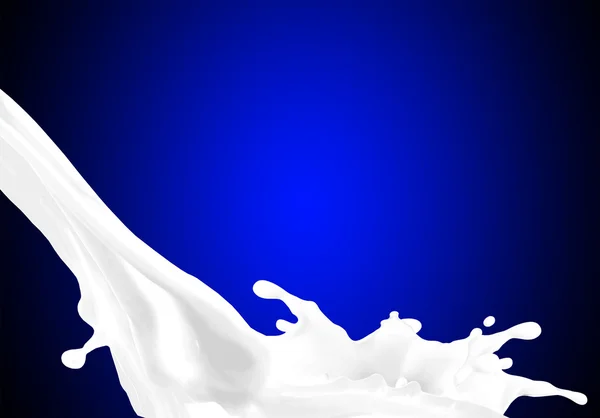 Percikan susu pada latar belakang biru — Stok Foto
