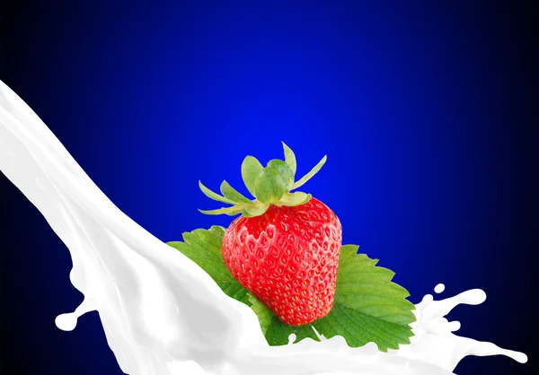Spruzzando latte con fragola — Foto Stock
