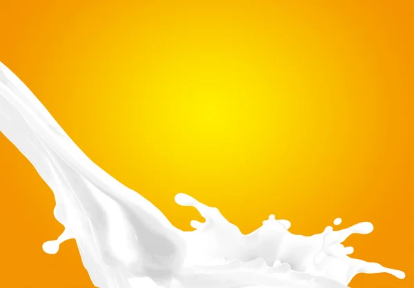 Percikan susu pada latar belakang kuning — Stok Foto