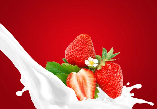 Éclaboussures de lait à la fraise — Photo