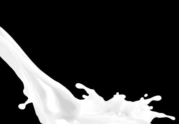 Lapte stropit pe fundal negru — Fotografie, imagine de stoc