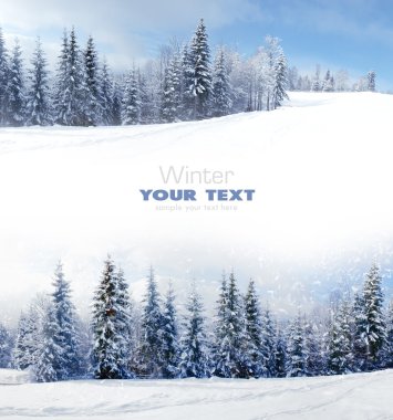 Beautiful winter landscape with snow covered trees clipart
