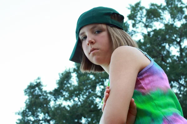 Stock image Young girl with baseball cap