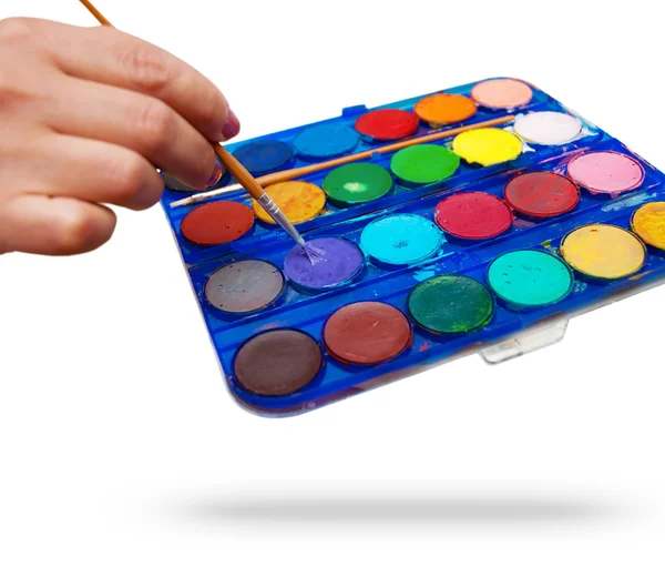 Color with a brush and hand — Stock Photo, Image