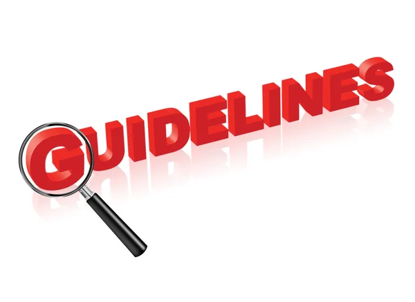 Guidelines red text and magnify glass — Stock Photo, Image