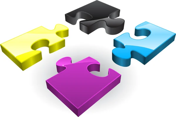 Quattro puzzle CMYK — Vettoriale Stock