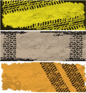 Tire track banners clipart