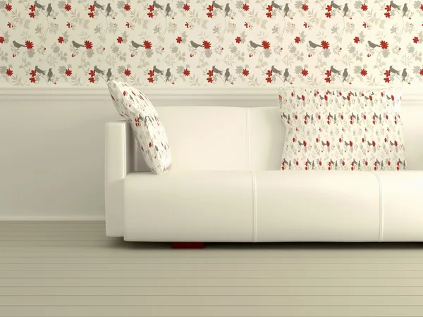 Deel van het moderne interieur met witte sofa — Stockfoto