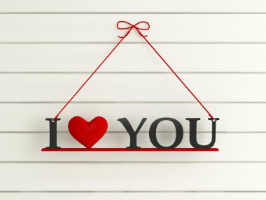 Wooden wall labled - I love you clipart