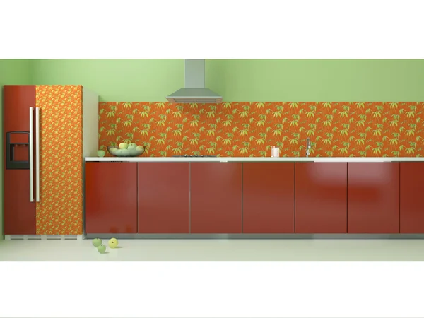 Interieur van moderne grote keuken — Stockfoto