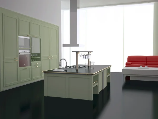 Interior of modern new kitchen — Stock Photo, Image