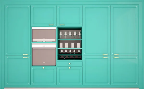 Inerior design of modern green kitchen — Stock Photo, Image