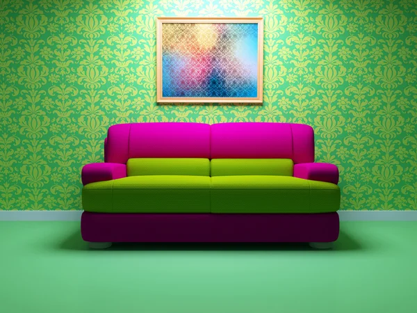 Luminoso design degli interni del soggiorno moderno — Foto Stock
