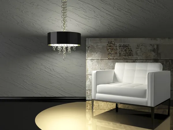 Design de interiores escuros da sala de estar moderna — Fotografia de Stock