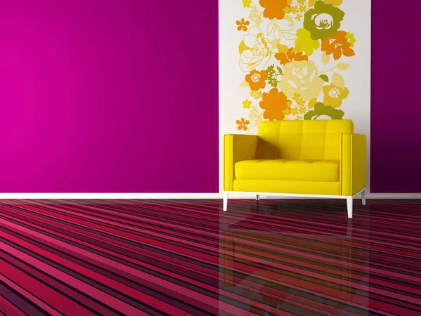 Design interiéru moderní růžové obývacího pokoje — Stock fotografie