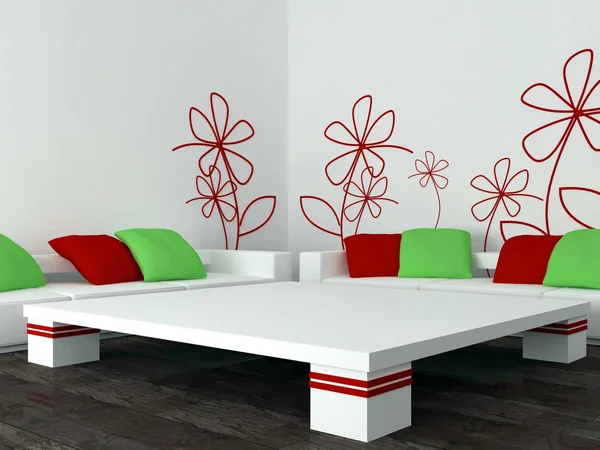 Interior design of modern white living room, lounge — Stock Photo, Image