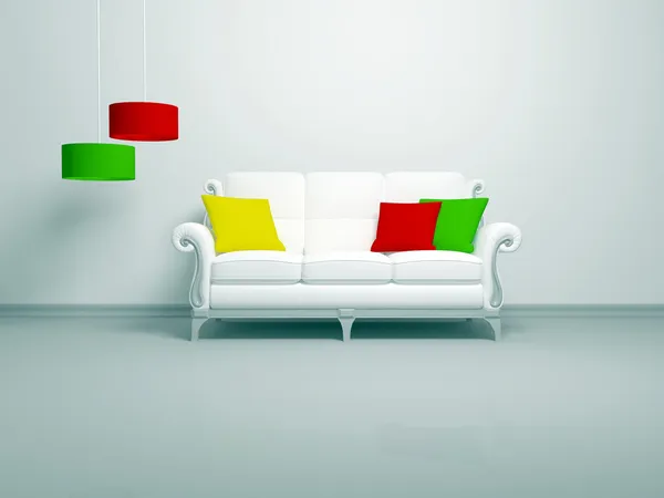 Modernes Interieur aus weißem, minimalistischen Wohnzimmer — Stockfoto