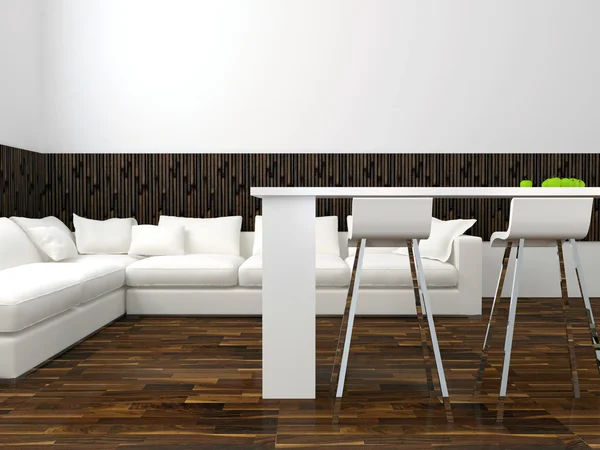 Diseño interior de la moderna sala de estar blanca — Foto de Stock