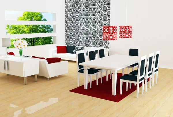 Design de interiores da moderna sala de estar branca — Fotografia de Stock
