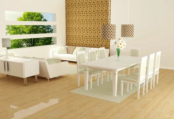 Interior design of modern white living room — Stock Photo, Image