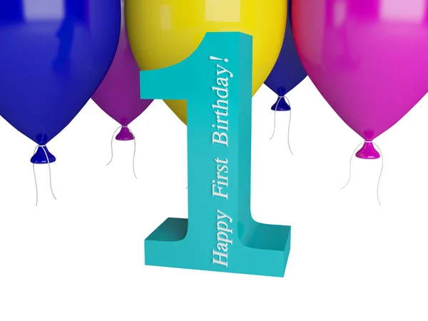 Először is boldog születésnapot. kék szám — Stock Fotó