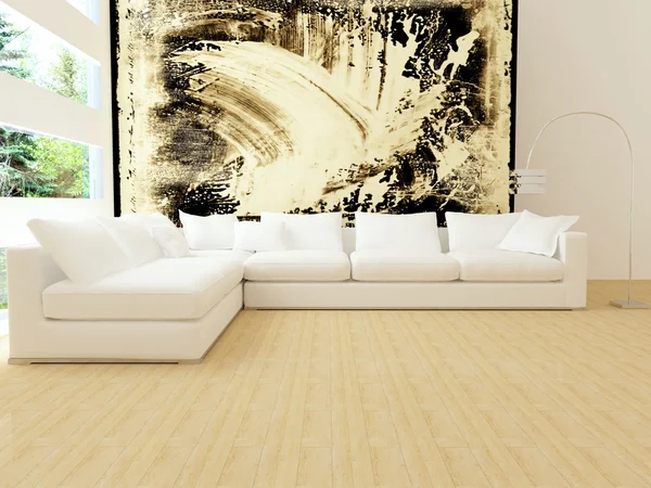 Interior design del moderno soggiorno bianco Foto Stock Royalty Free