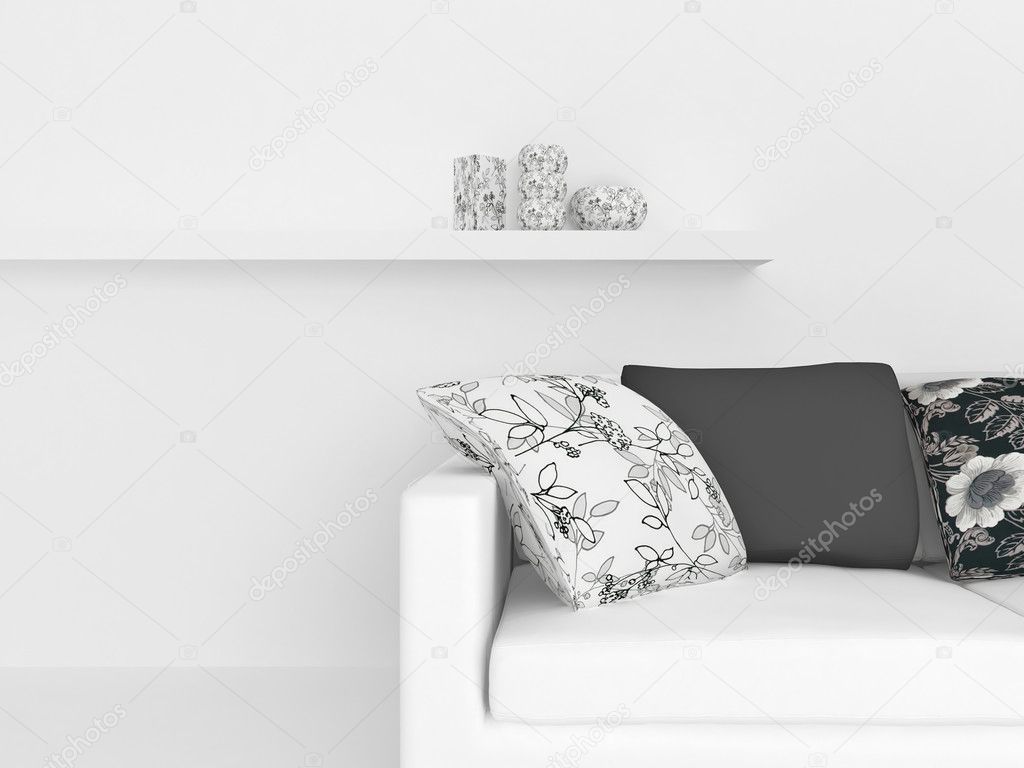 Modern interior design of white living room