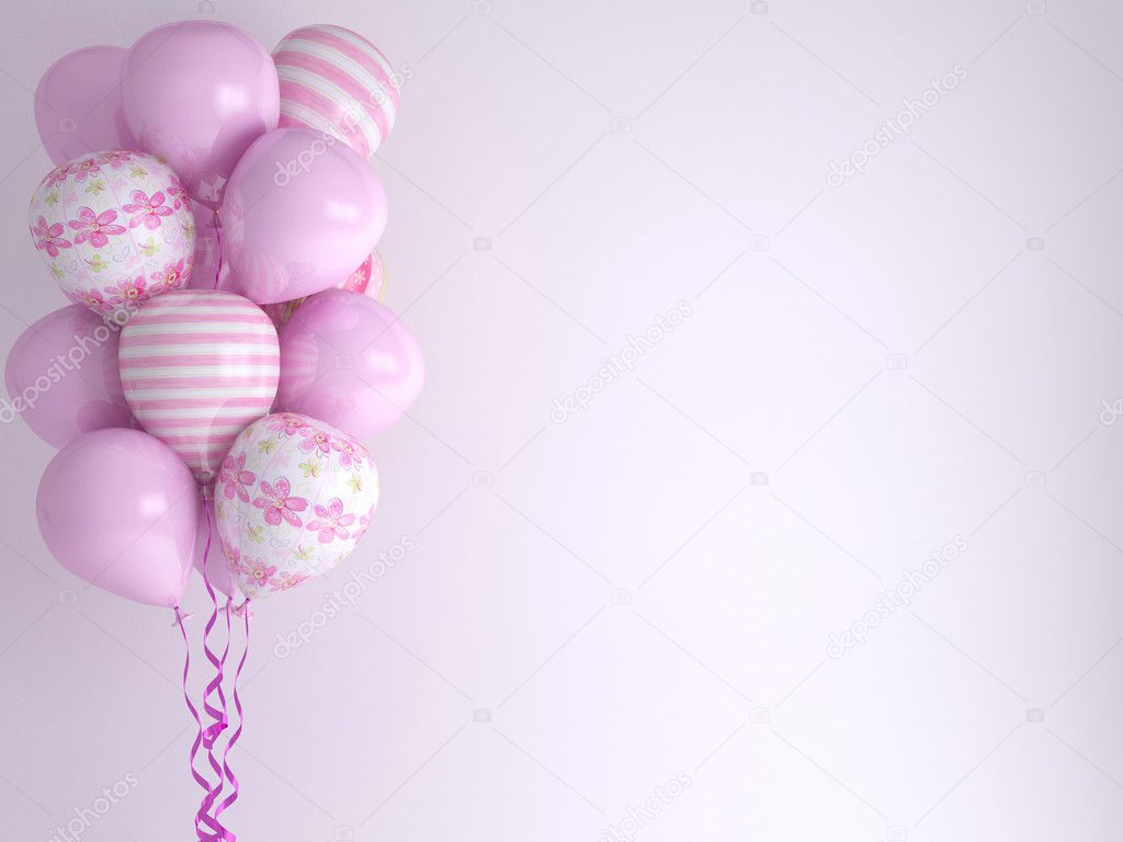 Pink balloons. Celebration concept background.