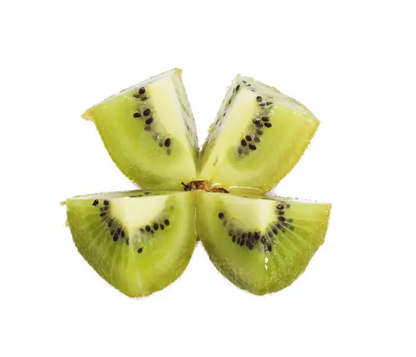 A kiwi fruit sliced open so the seeds are visible — Stock Photo, Image