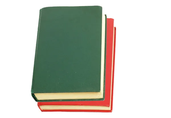Green book and red book on white background — Stock Photo, Image