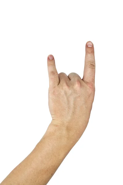 Ένα ανθρώπινο χέρι, δίνοντας το σήμα της ροκ εν ρολ. — Φωτογραφία Αρχείου