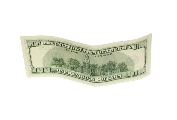一百美元钞票，孤立在白色与剪切路径. — 图库照片