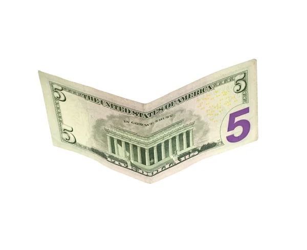 Banconota da un dollaro, isolata su bianco con percorso di ritaglio . — Foto Stock