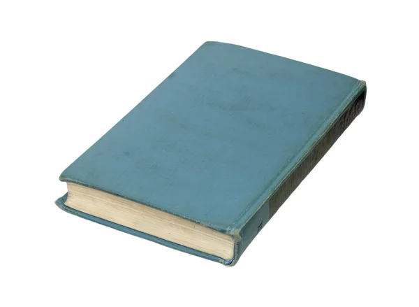 Modrá kniha s černými vazby na bílém pozadí — Stock fotografie