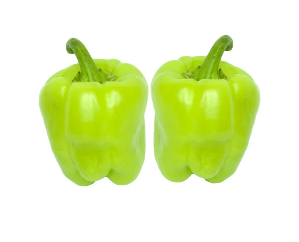 Due peperoni verdi isolati su sfondo bianco — Foto Stock
