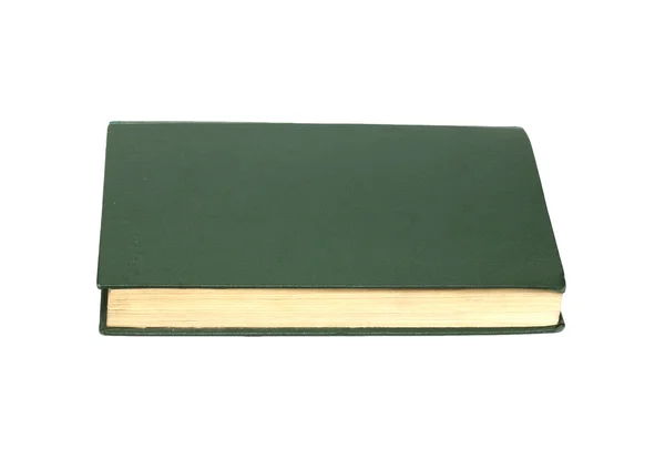 Livros verdes sobre fundo branco isolado — Fotografia de Stock