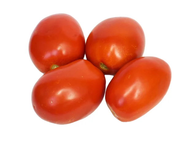 Four ripe tomatoes isolated on white background — Stock Photo, Image