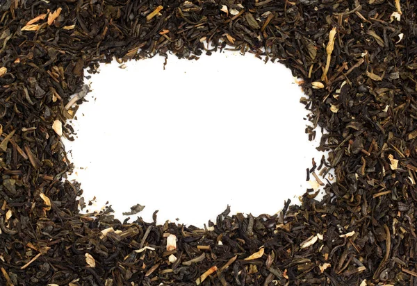 Dry green tea on white background — Stock Photo, Image