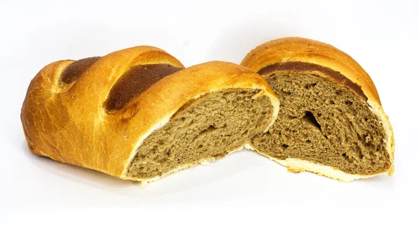白と茶色のパン。白い背景で隔離 — ストック写真