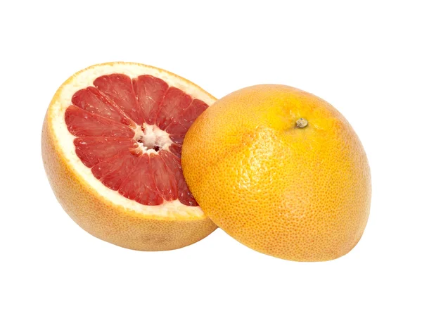 Twee halve grapefruit geïsoleerd op witte achtergrond — Stockfoto